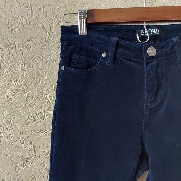 Buffalo David Bitton Blue Corduroy Pants Supreme Mid Rise Skinny Stretch Sz 2 - Picture 6 of 10